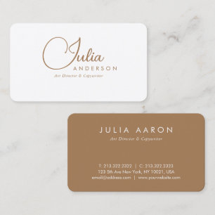Modern Professional White and Gold Script Business Card