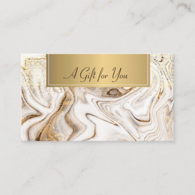 Modern,Professional White Marble Gold  Discount Card (Front)