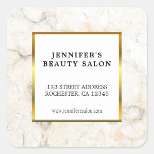 Modern professional white marble return address square sticker