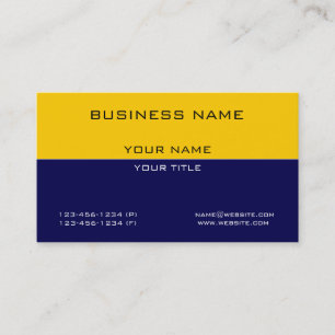 Modern Professional Yellow Navy Blue Business Business Card