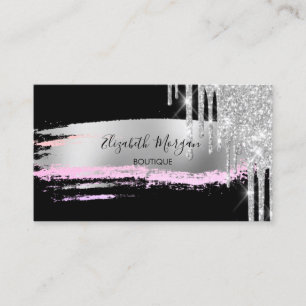 Modern Professsional Brush Stroke Glitter Drips Business Card