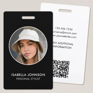 Modern Profile Photo QR Black White ID Security ID Badge