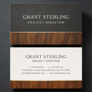 Modern Project Director Wood Professional Business Card
