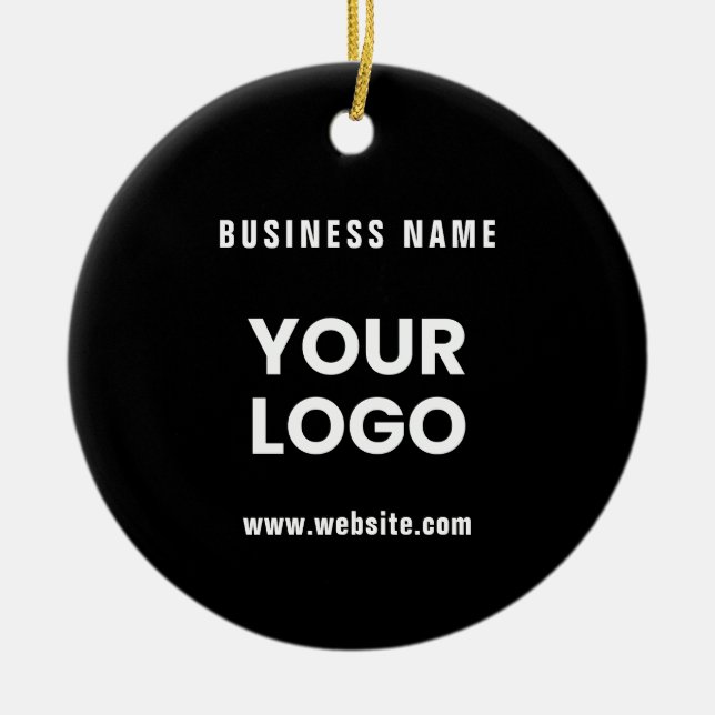 Modern Promotional Logo & Text | Editable Colour Ceramic Ornament (Front)