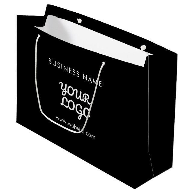 Modern Promotional Logo & Text | Editable Colour Large Gift Bag (Front Angled)