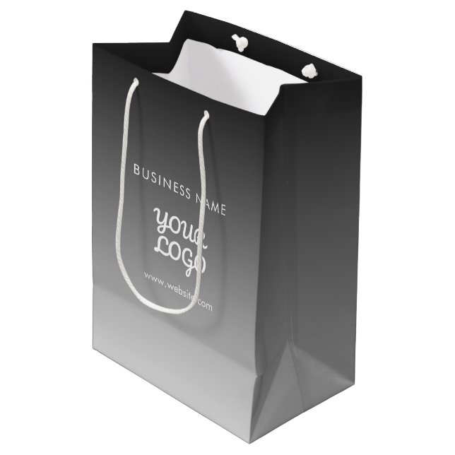 Modern Promotional Logo & Text | Editable Colour Medium Gift Bag (Front Angled)