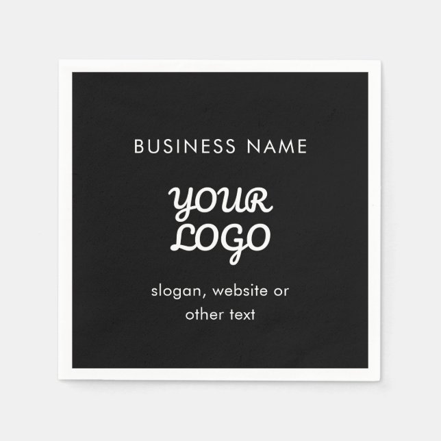 Modern Promotional Logo & Text | Editable Colour Napkin (Front)