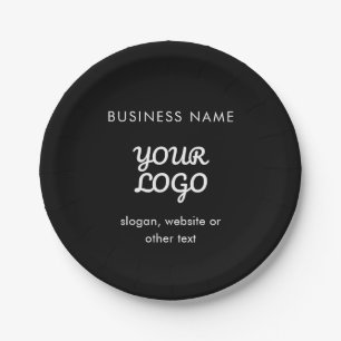 Modern Promotional Logo & Text   Editable Colour Paper Plate