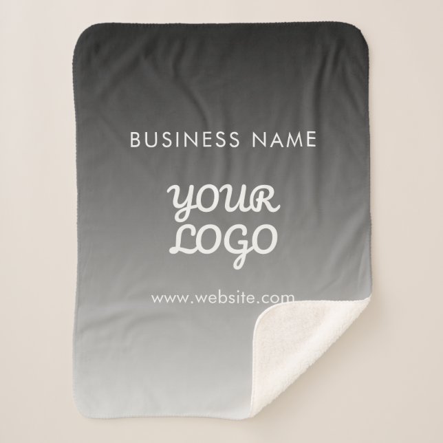 Modern Promotional Logo & Text | Editable Colour Sherpa Blanket (Front)