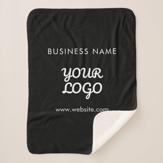 Modern Promotional Logo & Text | Editable Colour Sherpa Blanket (Front)