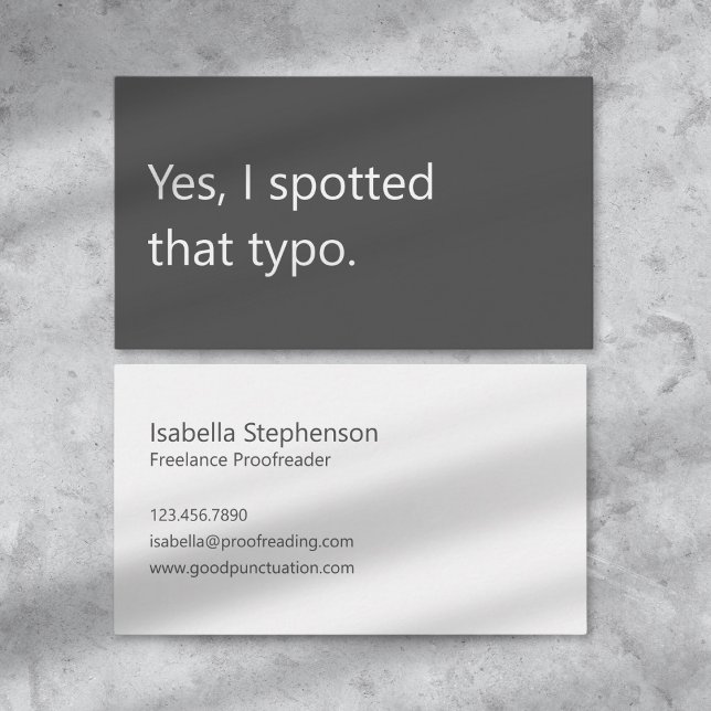 Modern Proofreader Freelance Grey White Minimalist Business Card (Creator Uploaded)