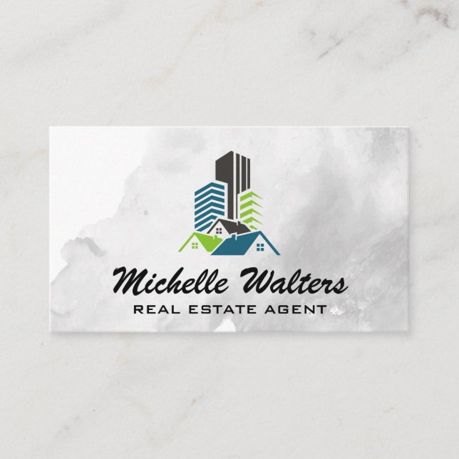 Modern Properties Architecture Logo Business Card (Front)