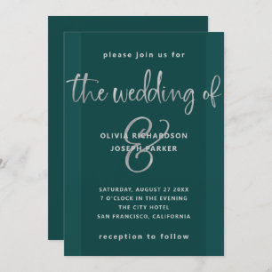 Modern Proposal   Emerald Green and Silver Wedding Invitation