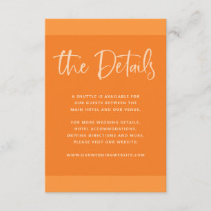 Modern Proposal   Papaya Orange Wedding Details Enclosure Card