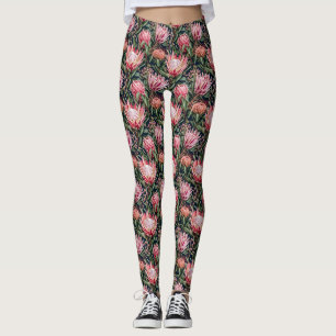 Modern Protea Botanical Aesthetic Leggings