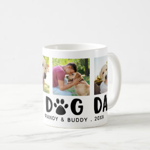 Modern PROUD DOG DAD Paw Print Photo Collage Coffee Mug