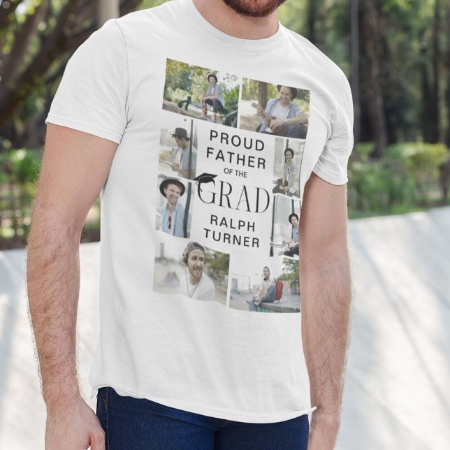 Modern Proud Father Graduate 9 Photo Collage T-Shirt (Creator Uploaded)