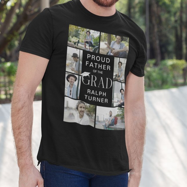 Modern Proud Father Graduate 9 Photo Collage T-Shirt (Creator Uploaded)