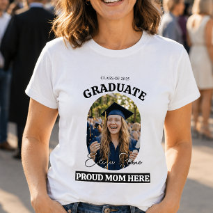 Modern Proud Mum Here Photo Graduation T-Shirt