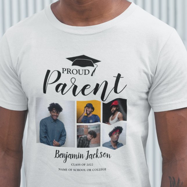 Modern Proud Parent | 6 Photo Graduation T-Shirt (Creator Uploaded)