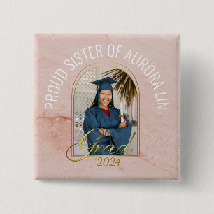 Modern Proud Sister of the Grad Custom Photo Boho 15 Cm Square Badge