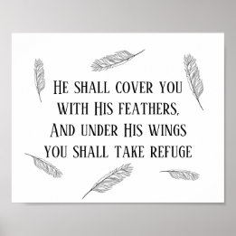 Modern Psalm 91 Bible Art Feathers Christian Sign