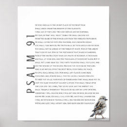 Modern Psalm 91 Bible Scripture Christian Bird Art Poster