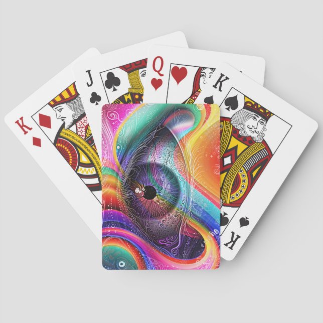 Modern Psychedelic Abstract Eye Geometric Style Playing Cards (Back)
