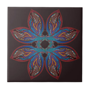 Modern psychedelic mandala ceramic tile