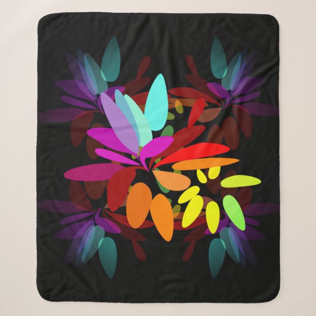 Modern Psychedelic Style Rainbow Print Sherpa Blanket (Front)