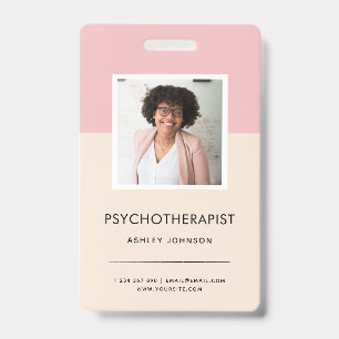 Modern Psychotherapist Counsellor Photo Name Tag I ID Badge