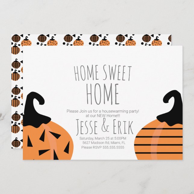 Modern Pumpkin Fall Housewarming Party Invitation (Front/Back)