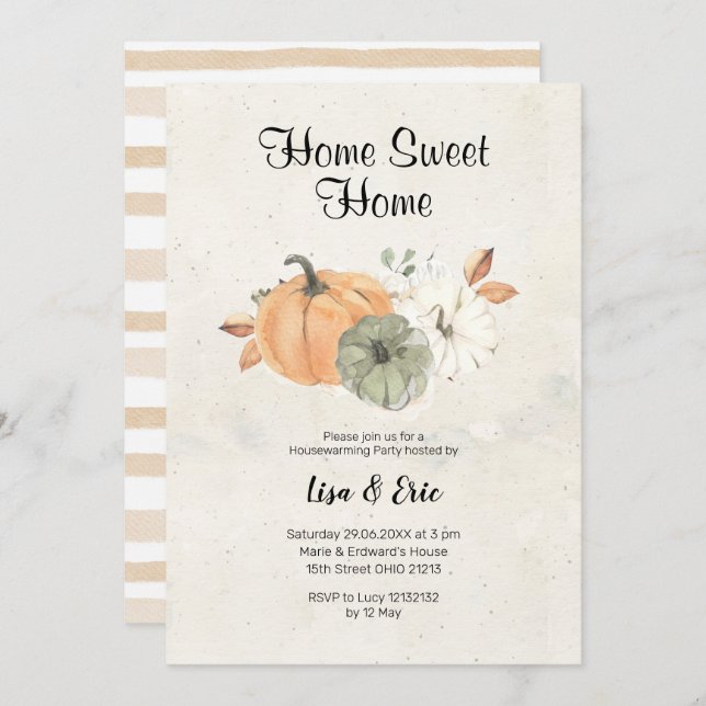 Modern Pumpkin Housewarming Party Invite (Front/Back)