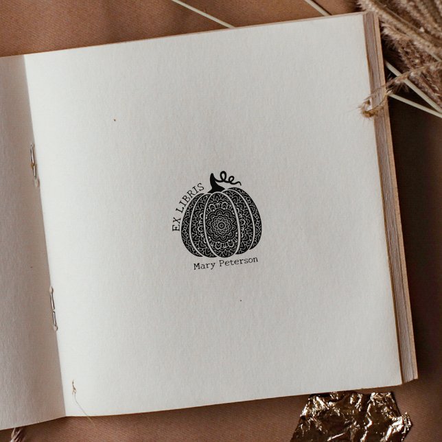 Modern Pumpkin Mandala Custom Ex Libris, Book Rubber Stamp (Creator Uploaded)
