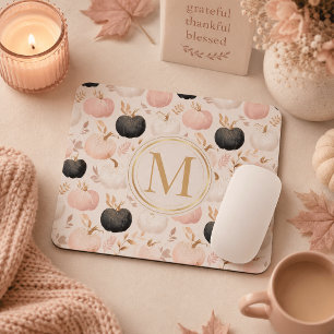 Modern Pumpkin Monogram – Personalised Initial Mouse Pad