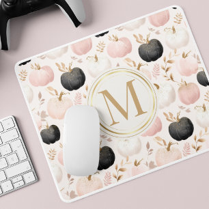 Modern Pumpkin Monogram – Personalized Initial Mouse Pad