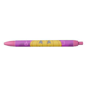 Modern Pumpkin on Purple Geometric Blue Ink Pen