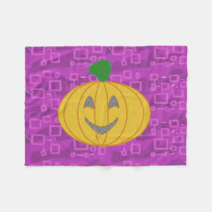 Modern Pumpkin on Purple Geometric Fleece Blanket
