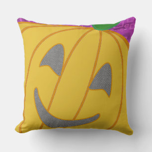 Modern Pumpkin on Purple Geometric Throw Pillow