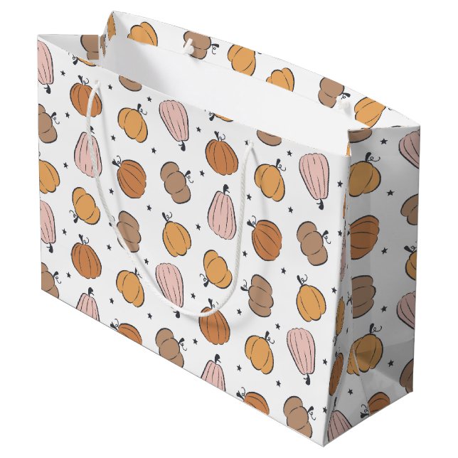 Modern Pumpkin Pattern -  Large Gift Bag (Back Angled)