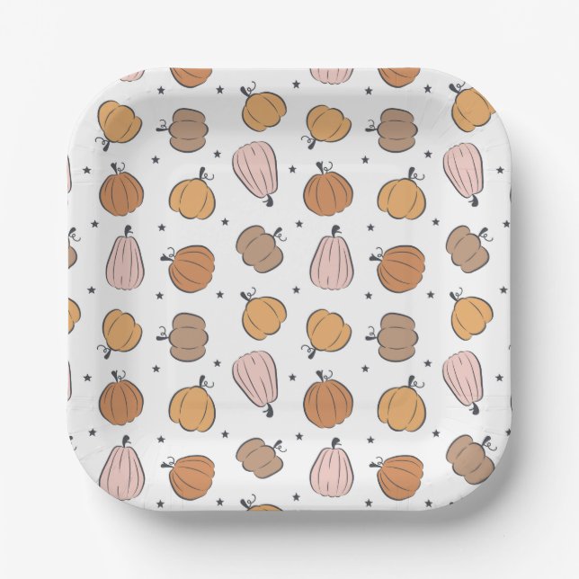Modern Pumpkin Pattern - Paper Plates (Front)