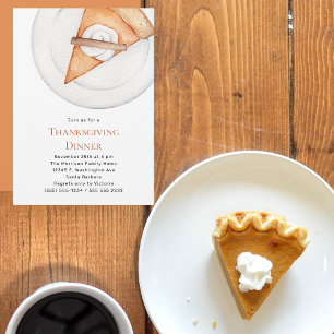 Modern Pumpkin Pie Thanksgiving Dinner  Invitation