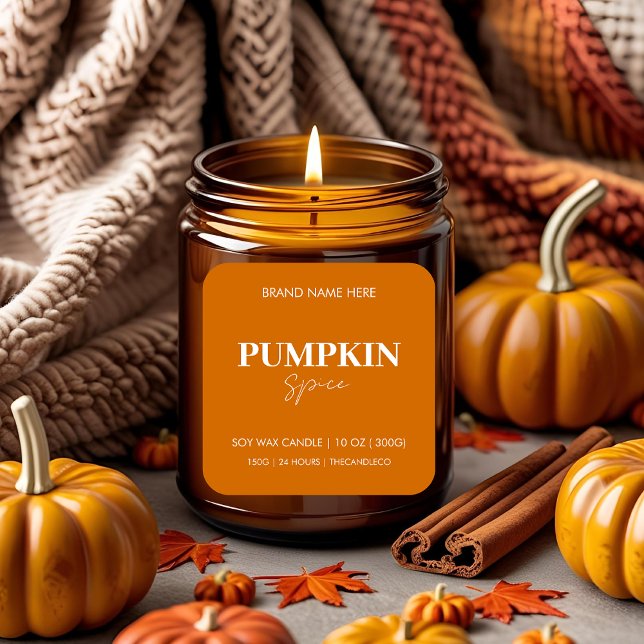 Modern Pumpkin Spice | Autumn Fall Candle Square Sticker (Creator Uploaded)