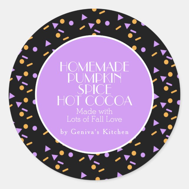 Modern Pumpkin Spice Cocoa Homemade Sprinkles Mix Classic Round Sticker (Front)