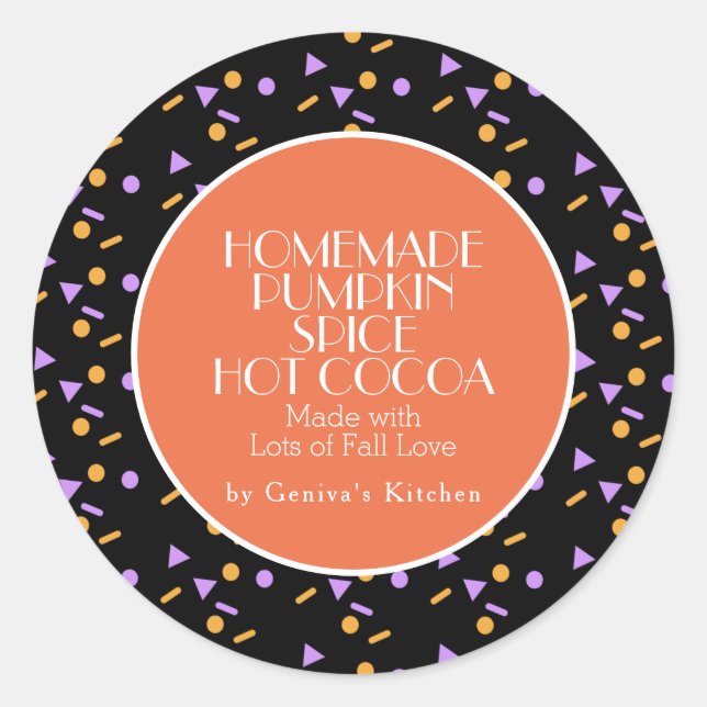 Modern Pumpkin Spice Cocoa Homemade Sprinkles Mix Classic Round Sticker (Front)