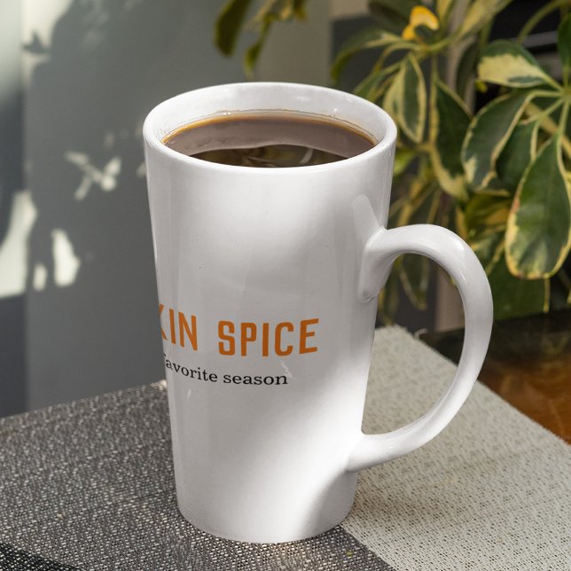 Modern Pumpkin Spice Is My Favourite Season Quote Latte Mug (Creator Uploaded)