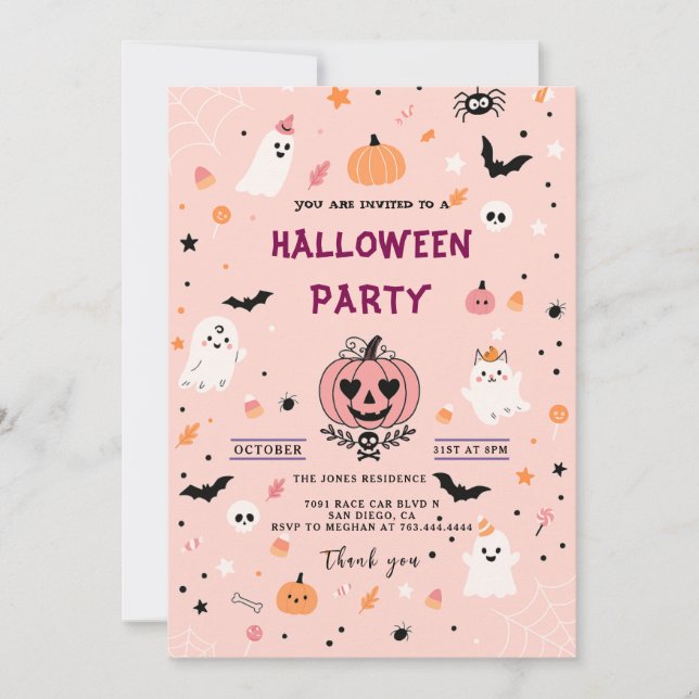 Modern Pumpkin Spiders Adult Halloween Party  Invitation (Front)