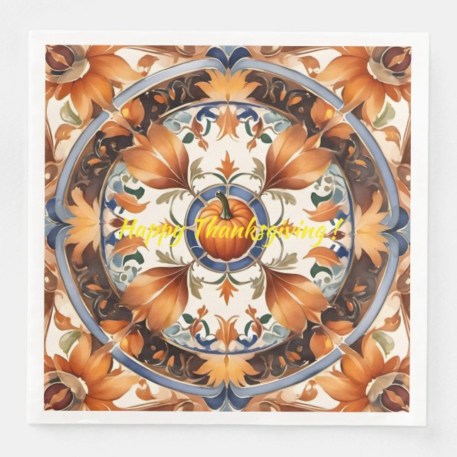 Modern Pumpkin Thanksgiving Autumn Collection Napkin (Front)