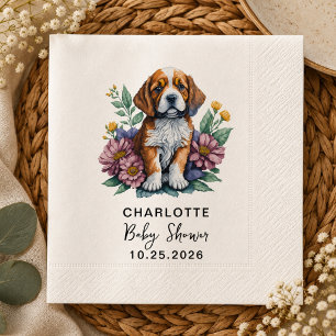 Modern Puppy Dog Terracotta Baby Shower Napkin