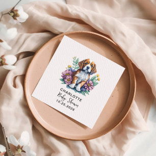 Modern Puppy Dog Terracotta Baby Shower Napkin
